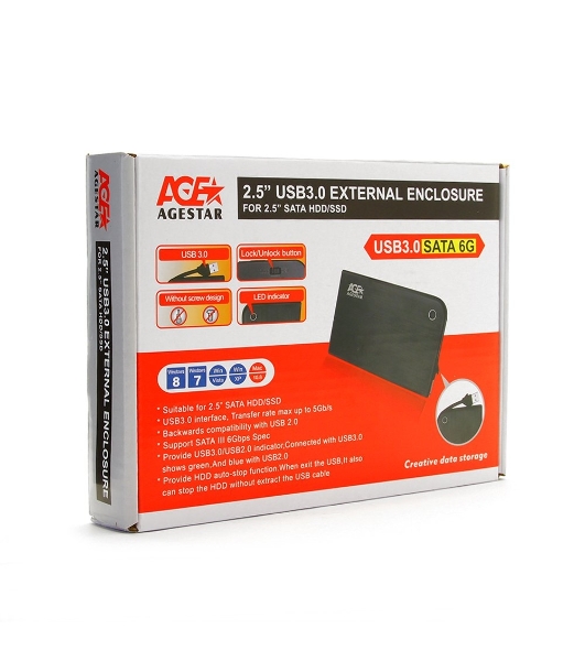 Внешний корпус для HDD/SSD AgeStar 3UB2A14 SATA II пластик/алюминий черный 2.5'
