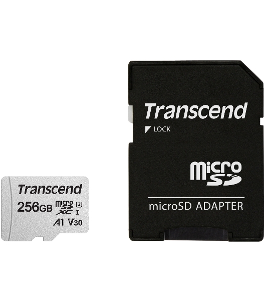 Флеш карта microSD 256Gb Transcend microSDXC Class 10 UHS-I U3, V30, A1, (SD адаптер), TLC