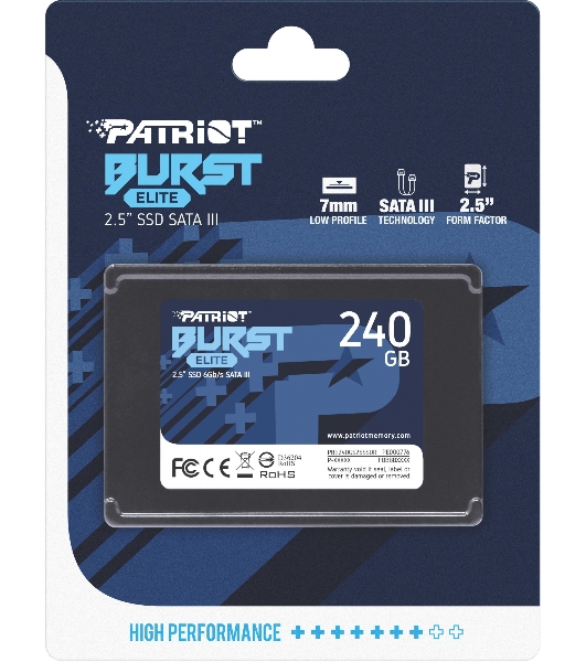 Накопитель SSD Patriot Burst Elite, 240Gb, SATA, 2.5', R/W 450/320