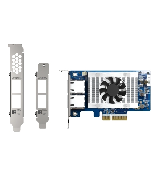 Сетевая карта QNAP QXG-10G2T-X710 LAN Expansion Card, PCIe Gen 3, Two 10GbE (10G/5G/2.5G/1G/100M)) Ports with SR-IOV and iSCSI, Block-based, Supports Multiple Virtual Disk Modes