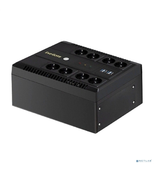 Источник бесперебойного питания ExeGate NEO NNB-850.LED.AVR.8SH.CH 850VA/510W, LED, AVR, 8*Schuko, 4*USB-порта для зарядки, черный