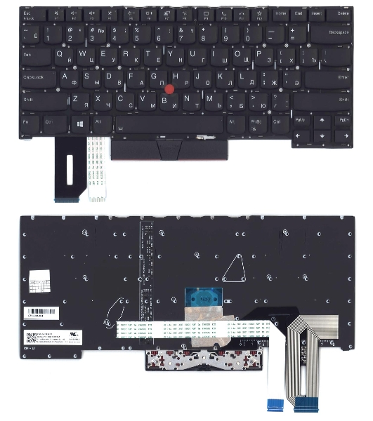 Клавиатура для ноутбука Lenovo ThinkPad T14s черная с подсветкой