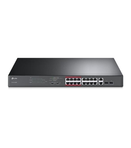 Коммутатор TP-LINK TL-SL1218MP Неуправляемый коммутатор PoE на 16 портов 10/100 Мбит/с и 2 гигабитных порта