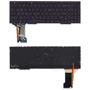 Клавиатура для ноутбука Asus FX553VE черная с красной подсветкой