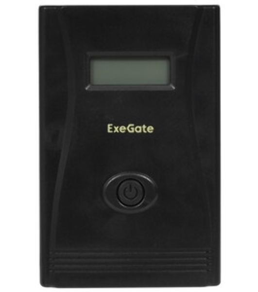 Источник бесперебойного питания ExeGate Smart LB-1000.LCD.AVR.2SH.USB (1000VA/650W, LCD, AVR, 2*Schuko, USB, батарея 12V 9Ah, черный)