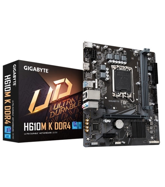 Материнская плата Gigabyte H610M K DDR4 V2.0, LGA 1700, Intel H610, 2xDDR4, 2xSATA, 1xM.2, 1xPCIe 4.0 x16, 1xPCIe x1, 1xHDMI, 1x 1Gb LAN, 2xUSB-A 3.2 Gen 1, 4xUSB-A 2.0, 3x 3.5 мм, 7.1, mATX