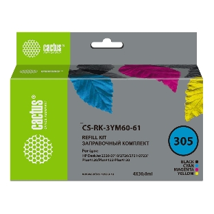 Заправочный набор Cactus CS-RK-3YM60-61 многоцветный 4x30мл для HP DeskJet 2710/2120/2721/2722