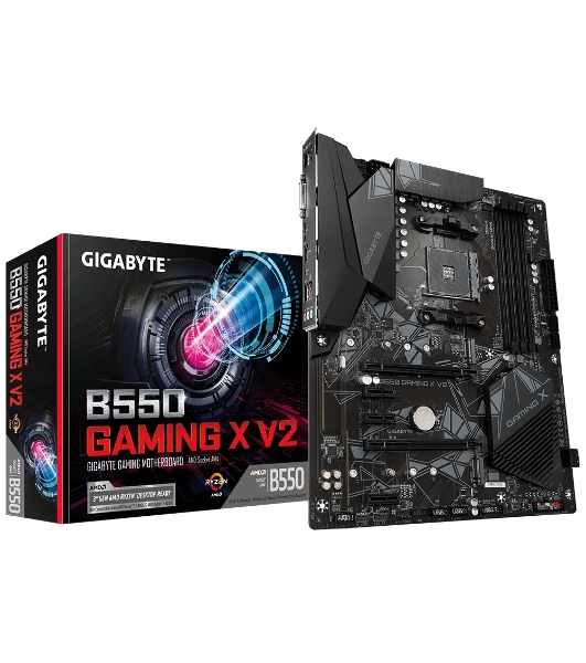 Материнская плата Gigabyte B550 GAMING X V2, AM4, AMD B550, 4xDDR4, 4xSATA, 2xM.2, 1xPCI-E 4.0 x16, 1xPCI-E 3.0 x2, 1xHDMI, 1xDVI-D, 1x 1Gb LAN, 1xUSB 3.2 Gen 2, 3xUSB 3.2 Gen 1, 2xUSB 2.0, 3x3.5 мм, 7.1, Standard-ATX
