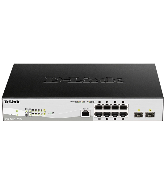 Коммутатор D-Link DGS-1210-10P/ME/B1A, 8×1 Гбит/с + 2×1 Гбит/с SFP, управляемый