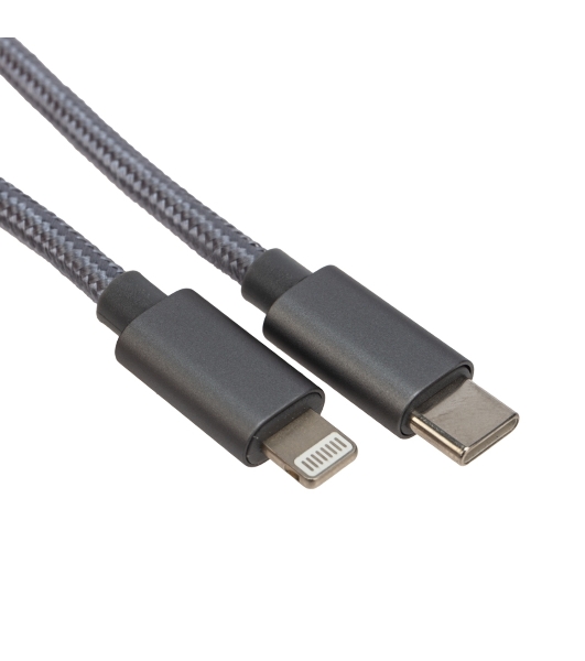 Кабель Rexant Type-C - Lightning PD/1м/nylon/gray