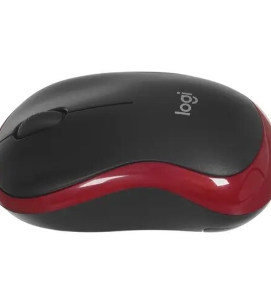 Мышь беспроводная Logitech M185, красный, 1000 dpi, радиоканал, USB, кнопки - 3