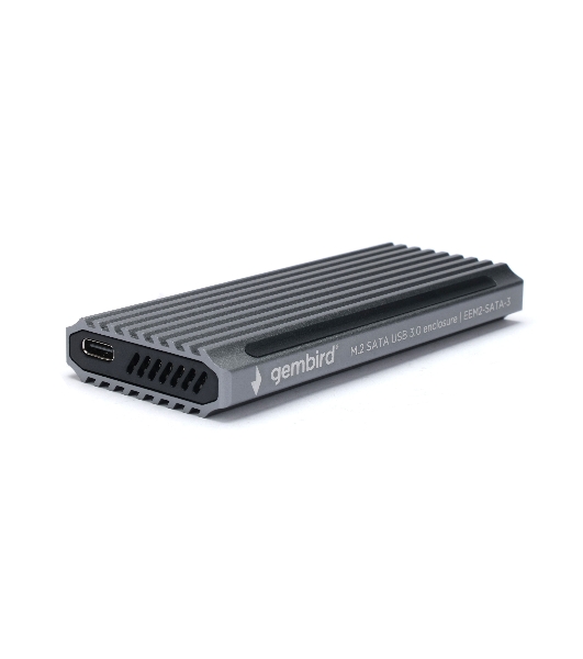 Внешний корпус Gembird EEM2-SATA-3 USB 3.1 для M2 SATA порт Type-С, RGb подсветка, металл, серебристый