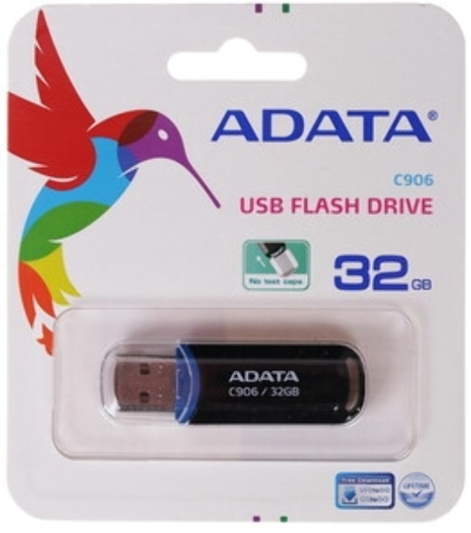 Флешка USB ADATA C906 (AC906-32G-RBK), 32Gb, USB 2.0, R/W 15/5, черный/синий
