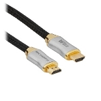 Кабель HDMI Wize WAVC-HDMIRA-2M 2 м., v.2.0b, 19M/19M, 4K/60 Hz 4:4:4, 26 AWG, HDCP 1.4, HDCP 2.2, Ethernet, позол.угловой разъем, экран, черный, пакет, фото 1