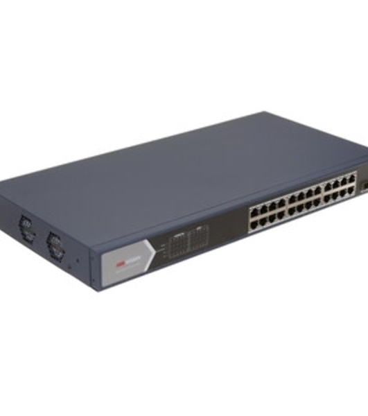 Коммутатор Hikvision DS-3E1526P-SI, 24×1 Гбит/с PoE+ + 2×1 Гбит/с SFP, настраиваемый