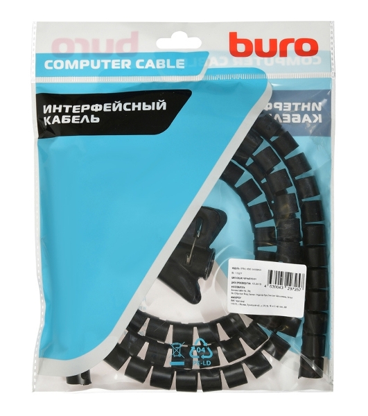 Кабельный органайзер Buro Spiral Hose 15x1500мм черный