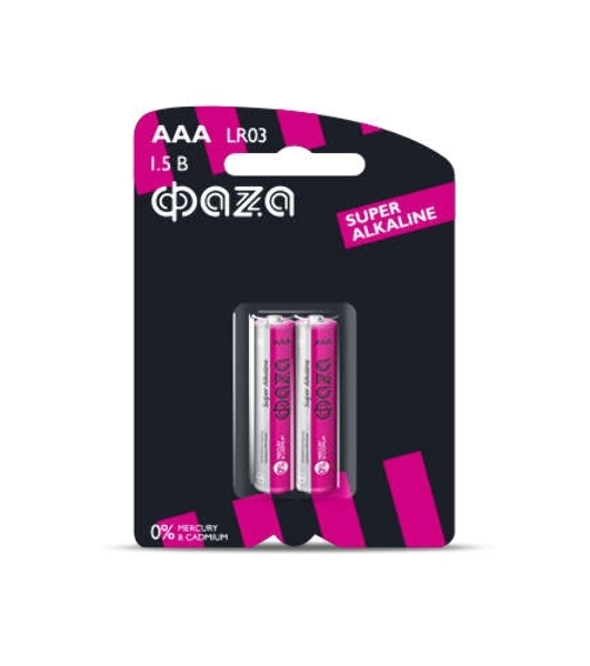 Элемент питания алкалиновый LR03 Super Alkaline BL-2 (уп.2шт) ФАZА 4897062858474, 1.5 В