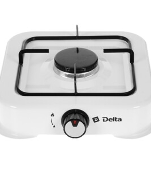 Плита настольная газовая Delta D-2205 белый, 2.2 кВт, газ, конфорки - 1, эмаль, поворотные переключатели