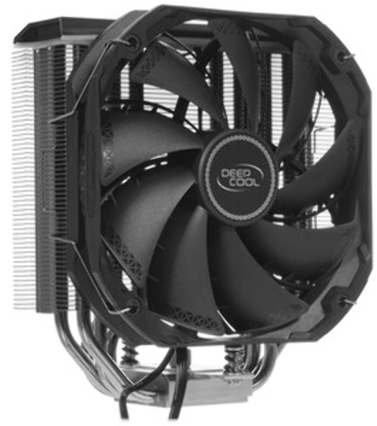 Кулер для процессора DEEPCOOL AS500 черный, 140 мм, алюминий/медь, 1200 об/мин, 26 дБ, 4 pin, 220 Вт, 164 мм