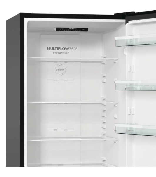Холодильник Gorenje NRK6202EBXL4 черный матовый двухкамерный 235/96л морозилка снизу, No Frost