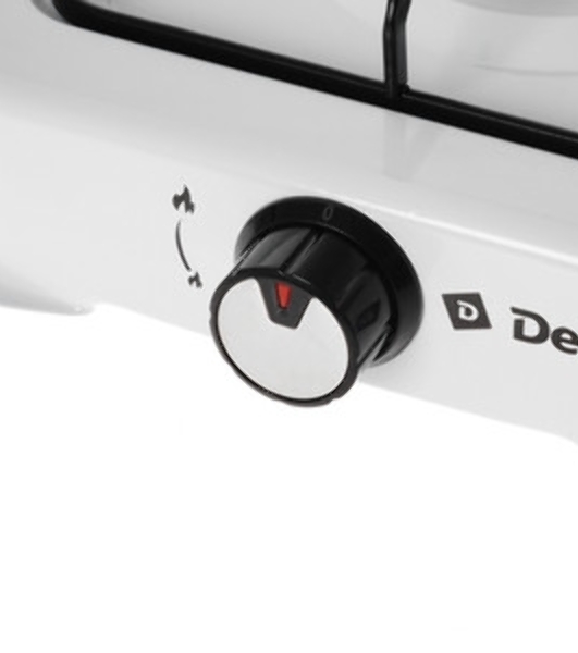 Плита настольная газовая Delta D-2205 белый, 2.2 кВт, газ, конфорки - 1, эмаль, поворотные переключатели
