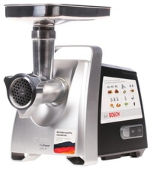 Мясорубка электрическая Bosch MFW68660 черный, 2200 Вт, 4.3 кг/мин, реверс, защита от перегрузки, металлический лоток, насадки - 10