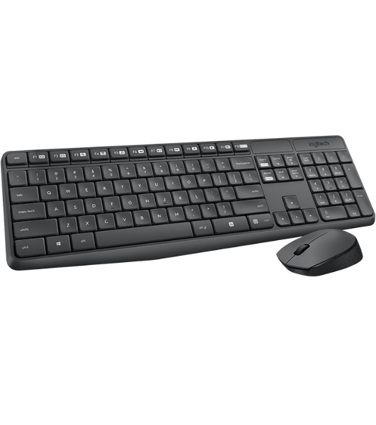 Комплект клавиатура+мышь Logitech MK235 беспроводной, USB, 1000 DPI, серый
