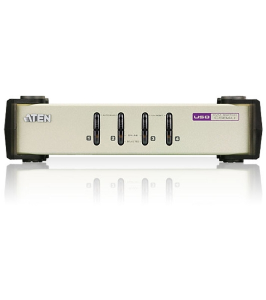 Переключатель ATEN CS84U(-AT) 4-портовый KVM-переключатель 1 user(HDB15(SVGA Female)+KBD(PS/2)+MOUSE(PS/2), KVM-порты: SPHD18(Female). В комплекте: кабели KVM (2L-5201P)-4шт. Не требует внешнего питания