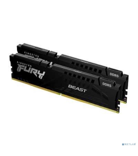 Оперативная память Kingston Fury Beast, DDR5, 32GB (2x16GB), 5200MHz, CL40, DIMM, радиатор, черный
