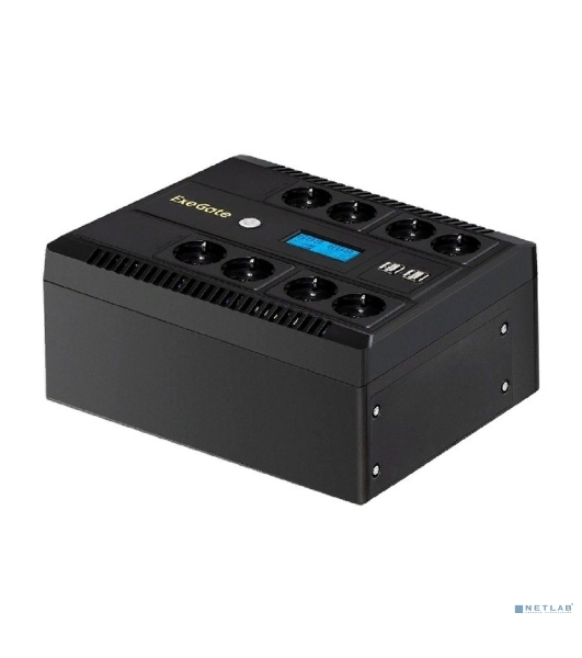 Источник бесперебойного питания ExeGate NEO Smart LHB-850.LCD.AVR.8SH.CH.RJ.USB 850VA/510W, LCD, AVR, 8*Schuko, RJ45/11, USB, 4*USB-порта для зарядки, черный