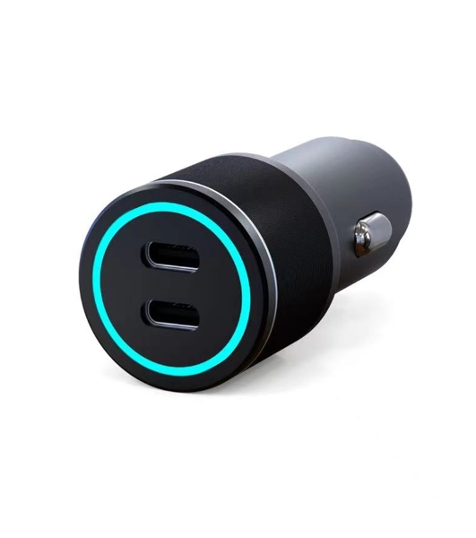 Автомобильное зарядное устройство c двумя портами Rexant (USB-C + USB-С) c LED-подсветкой, 75Вт