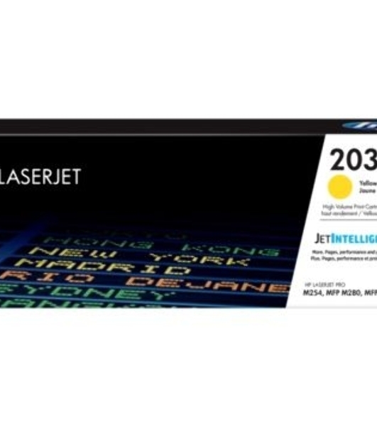 Картридж лазерный HP CF542X (HP 203X) желтый для HP LaserJet M254/M280/M281 2500 страниц.