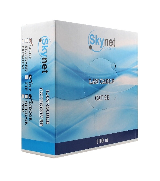Кабель SkyNet Light UTP indoor 2x2x0,46, медный, FLUKE TEST, кат.5e, однож., 100 м, box, серый