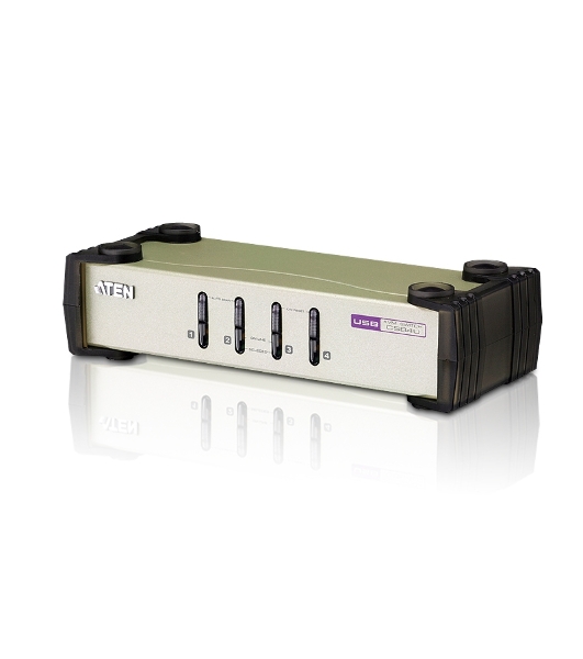 Переключатель ATEN CS84U(-AT) 4-портовый KVM-переключатель 1 user(HDB15(SVGA Female)+KBD(PS/2)+MOUSE(PS/2), KVM-порты: SPHD18(Female). В комплекте: кабели KVM (2L-5201P)-4шт. Не требует внешнего питания