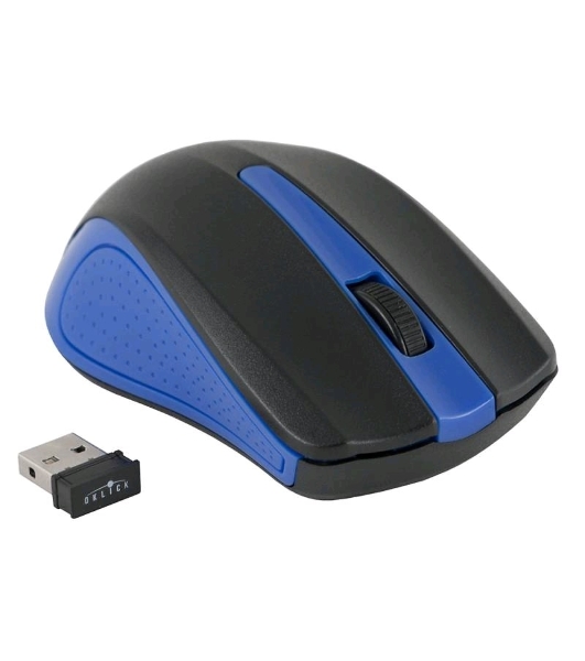 Мышь беспроводная Oklick 485MW черный/синий, 1200 dpi, радиоканал, USB, кнопки - 3