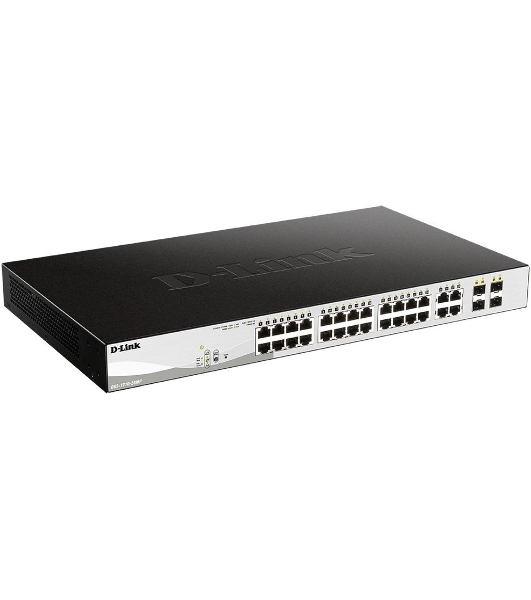 Коммутатор D-Link DGS-1210-28MP/F, 24×1 Гбит/с + 4×1 Гбит/с Combo, настраиваемый