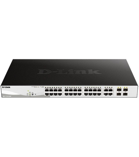 Коммутатор D-Link DGS-1210-28MP/F, 24×1 Гбит/с + 4×1 Гбит/с Combo, настраиваемый