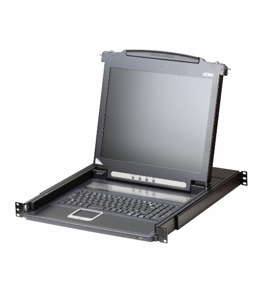 ЖК-монитор 17' с клавиатурой, выдвижной, 1U, RAL 7021 Console with LCD screen 17'