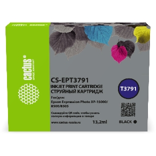 Картридж струйный Cactus CS-EPT3791 378XL черный (13.2 мл) для Epson Expression Photo XP-8500/XP-8505/XP-15000