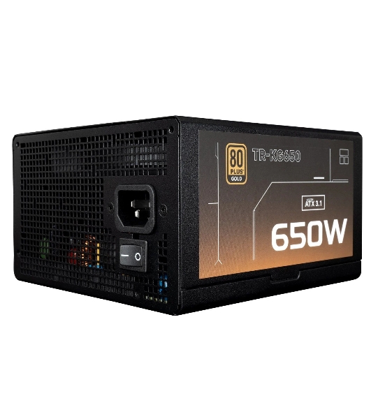 Блок питания Thermalright, 650W 80+ Gold (ATX, 3.1, Full modular, 1x24(20+4)pin, 2xCPU 8(4+4)pin, 2xPCIe*2 8(6+2)pin, 3xSATA3, 2xMOLEX4pin, Active, 120x120мм, 150x140x86mm, APFC, OVP, UVP, SCP, OCP, OTP, OPP, black)