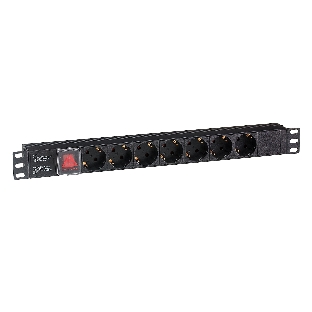 Блок розеток горизонтальный ExeGate ServerPro PDU-19H703 Al-7S-C20-SW, 19', 1U, Алюминий, 7 Schuko, С20, выкл. с подсветкой, черный