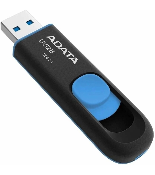 Флешка USB ADATA UV128 (AUV128-512G-RBE), 512Gb, USB 3.2 Gen1, R/W 100/30, черный/синий