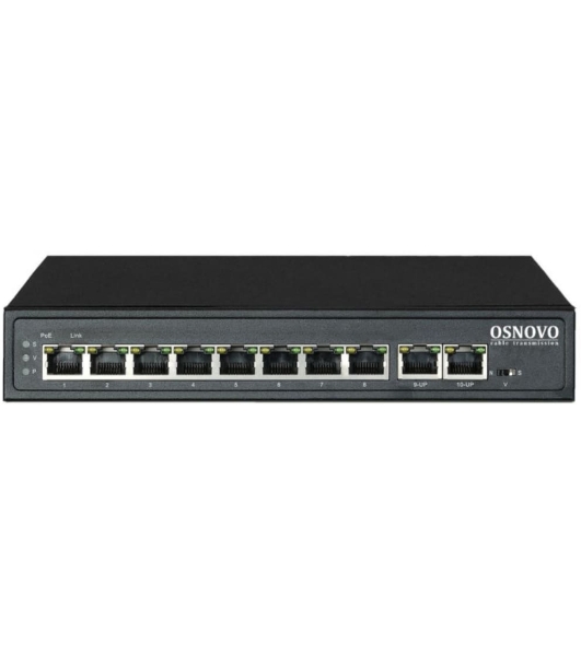 Коммутатор Passive PoE OSNOVO SW-21000/A(120W), 8*10/100 Base-T+ 2*10/100 Base-T Uplink, до 30W на порт