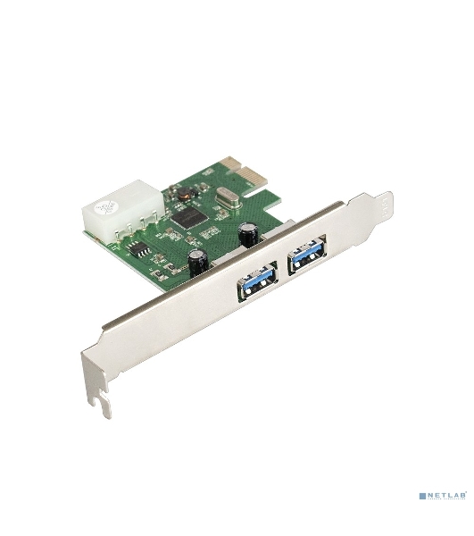 Контроллер ExeGate EXE-319 PCI-E 2.0, 2*USB 3.0 ext, разъем доп.питания (OEM)