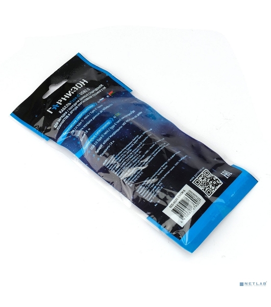 Кабель USB2.0 Гарнизон GCC-USB2-CMCM-6, Type-C/Type-C, 3А, 45Вт, PD/QC3.0, медь, 1.8м, черный, пакет