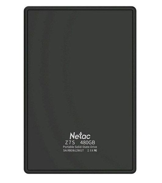 Внешний SSD Netac Z7S, 960 Gb, USB 3.2 Gen 2 Type-C, R/W 550/480, черный