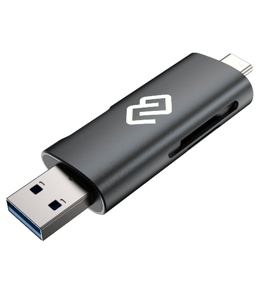 Кард-ридер Digma CR-СU2520-G/серый/SD/TF/micro-SD/micro-SDXC/miсro-SDHC/USB 2.0/Type-C/алюминий