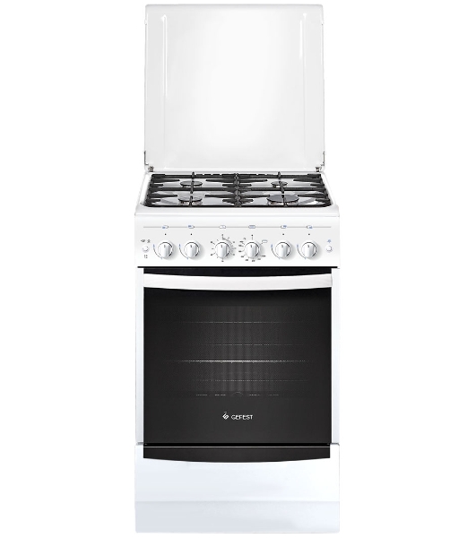 Плита газовая Gefest ПГ 5100-02 белый, конфорок 4 шт, духовка 52 л, 50 см x 85 см x 58.5 см