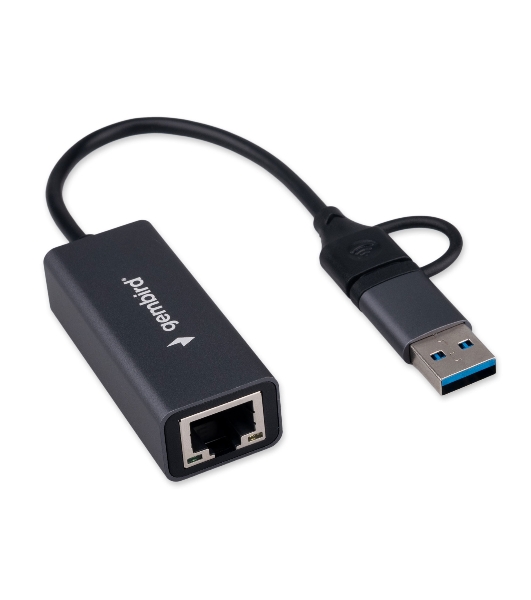 Сетевой адаптер Ethernet Gembird NIC-U7, USB 3.0 + Type-C - Gigabit Ethernet adapter, алюминий, RTL8153