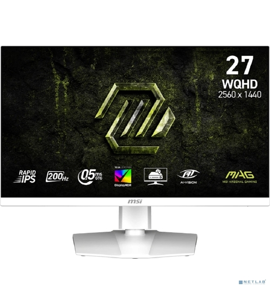 Монитор 27' MSI MAG 274QRFW E20 Rapid IPS 2560x1440, 200 Гц, 1 мс, 16:9, 400 кд/м², 2xHDMI 2.0b, DP 1.4a, USB-C, 3.5 Jack, HDR10, FreeSync, белый